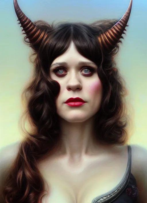 Prompt: zooey deschanel as an devil, aesthetic, fine art, intricate, elegant, highly detailed, realistic hair, centered, digital painting, art station, conceptual art, soft, sharp focus, illustration, artwork, artgerm, tomasz alen kopera, peter mohrbacher, donato giancola, wlop, boris vallejo