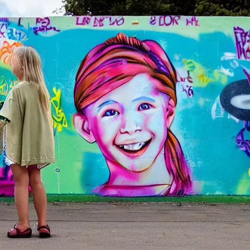 Image similar to A girl stands in front of a graffiti mural that says 'If today was your last day' with a smiling face