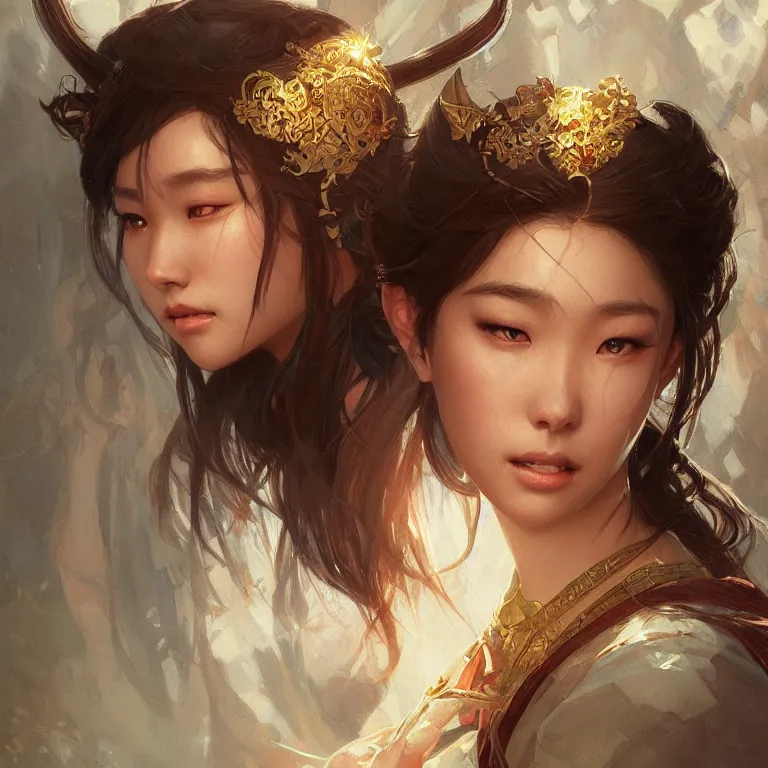 Prompt: beruseruku light asian princess, d & d, fantasy, portrait, highly detailed, digital painting, artstation, concept art, sharp focus, illustration, art by greg rutkowski and alphonse mucha