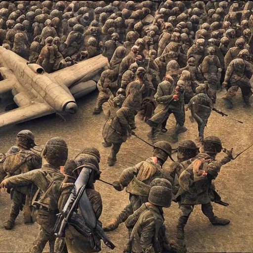 Image similar to the reality of war. famous art through 8 k camera.