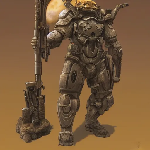 Image similar to anthropomorphic shiba inu, holding sniper riffle skullknight, standing, cementary, scifi, 3 d render, masterpiece, red aura, by donato giancola and greg rutkowski and wayne barlow and zdzisław beksinski, realistic face