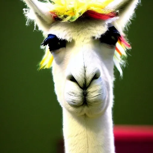 Prompt: llama dressed as david bowie