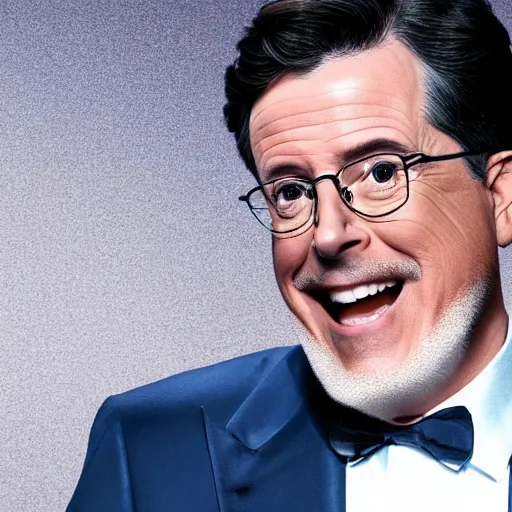 Prompt: stephen colbert with a frozen frosted beard