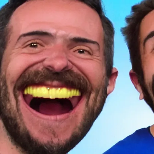 Image similar to extremely zoomed - in photo of spanish laughing guy el risitas face showing his big grin and laughing kek meme face