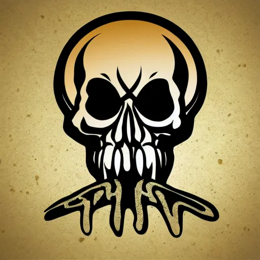 Image similar to death metal themed skull shaped microphone vector logo for a record label, dark, horrorcore, grunge, golden ratio