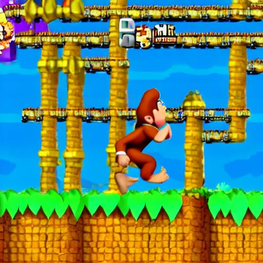 Image similar to Donkey Kong slips on a banana, Nintendo Power in-game screenshot