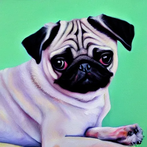 Image similar to A cute pug painted by Jana Schirmer