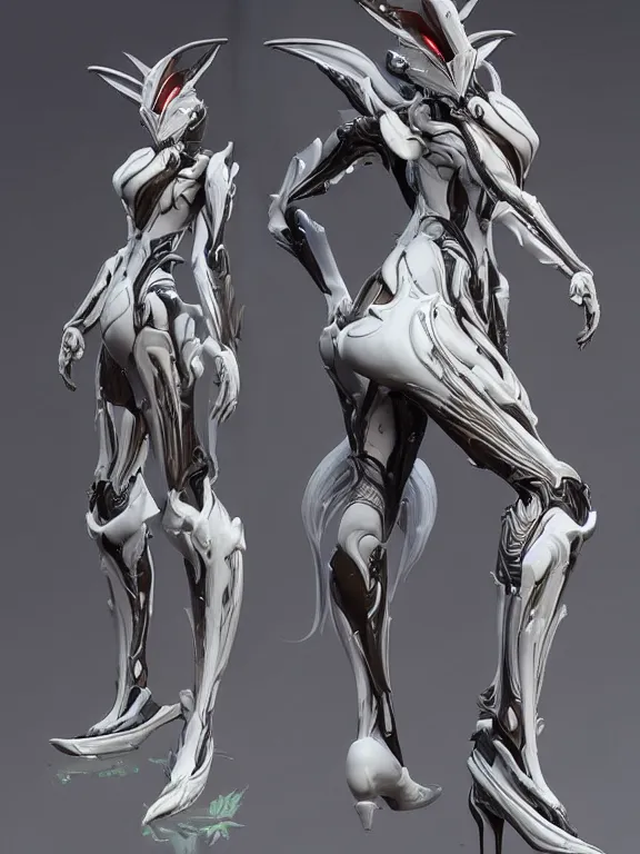 Image similar to extremely detailed front shot, low shot, of a beautiful elegant saryn warframe, that's a giant beautiful stunning anthropomorphic robot female dragon with metal cat ears, posing elegantly, detailed sharp robot dragon paws for feet, thick smooth warframe legs, streamlined white armor, long elegant tail, two arms, two legs, long tail, detailed warframe fanart, destiny fanart, high quality digital art, giantess art, furry art, realistic digital art, warframe art, Destiny art, furaffinity, DeviantArt, artstation, 8k HD, octane render