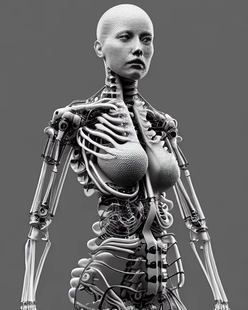 Prompt: raw bw 3 d redshift render jelly body detail of mechanical female vegetal - cyborg, beautiful insanely detailed, digital art, octane render, 8 k artistic photography, photo - realistic, unreal engine