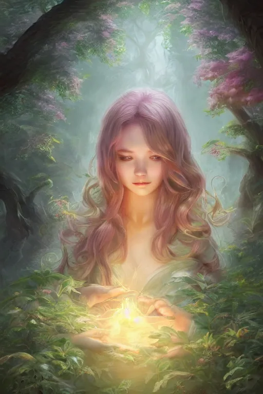 Prompt: women woshiping god in dreamy forest, fantasy, 8 k resolution, hyper detailed, d & d, character design, digital painting, trending on artstation, sharp focus, illustration, art by artgerm, steve zheng, fuji choko, viktoria gavrilenko, hoang lap