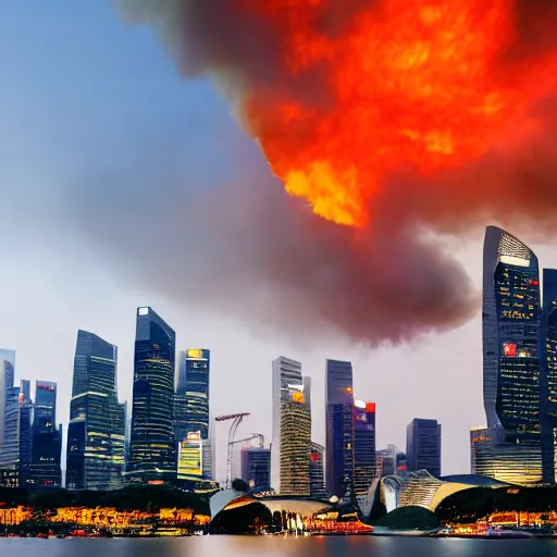 Image similar to imagine the city of singapore with you in it ( it is on fire )