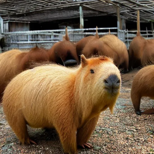 Image similar to a society run by capybaras ultra realistic image