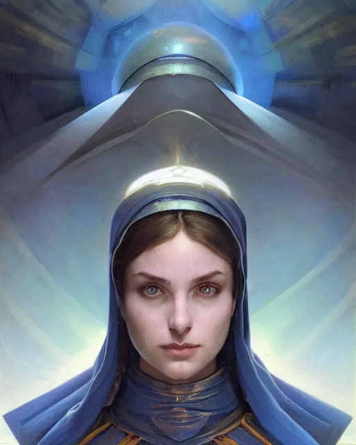 Prompt: portrait of saint alia atreides of the knife, big blue fully blue eyes, science fiction, frank herbert, intricate, elegant, highly detailed, digital painting, artstation, concept art, sharp focus, illustration, art by artgerm and greg rutkowski and alphonse mucha