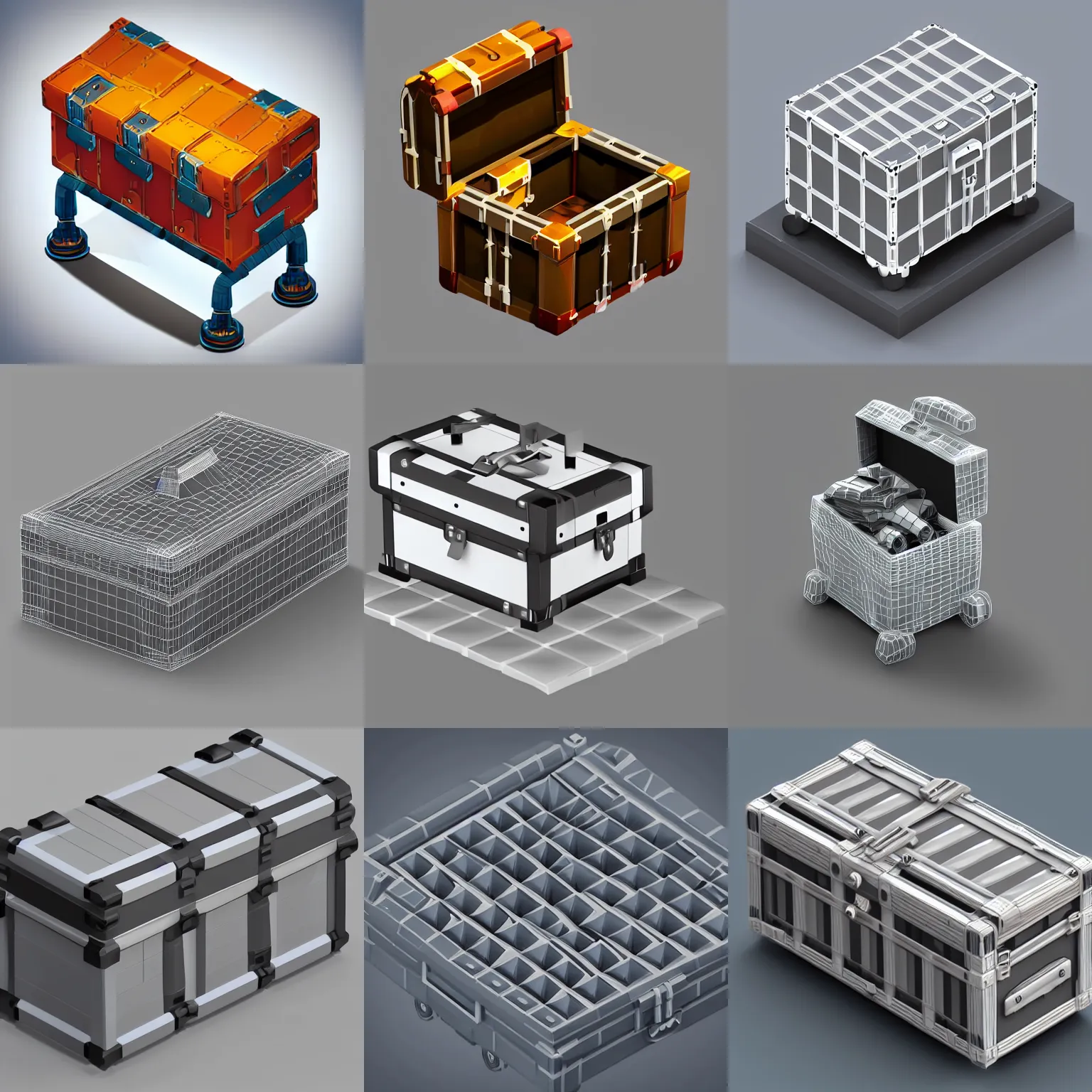 Prompt: mech chest with white background, isometric 3 d, ultra hd