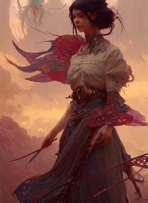 Image similar to : sango fantasy, fantasy magic, , intricate, sharp focus, illustration, highly detailed, digital painting, concept art, matte, art by WLOP and Artgerm and Greg Rutkowski and Alphonse Mucha, masterpiece