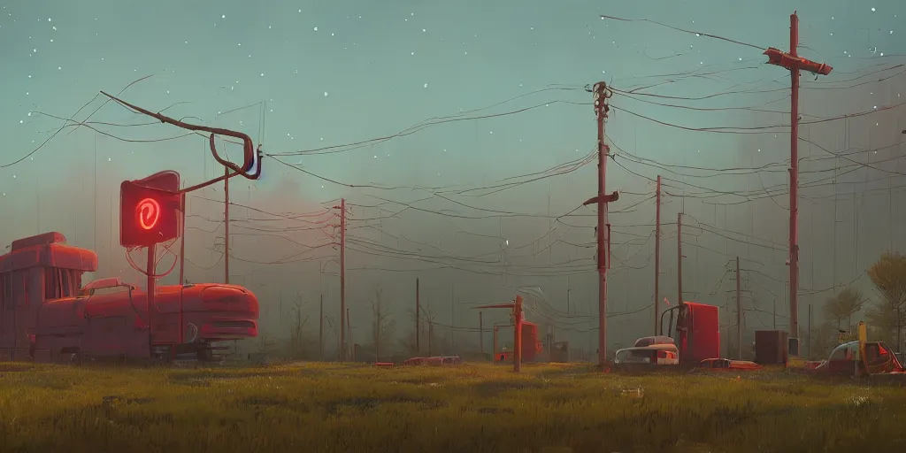 Prompt: art by simon stalenhag