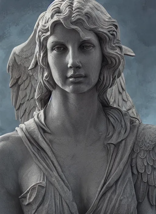 Image similar to digital _ painting _ of _ weeping angel statue _ by _ filipe _ pagliuso _ and _ justin _ gerard _ symmetric _ fantasy _ highly _ detailed _ realistic _ intricate _ port