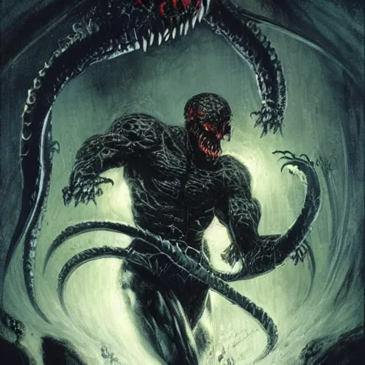 Image similar to hydra, by seb mckinnon and frank frazetta