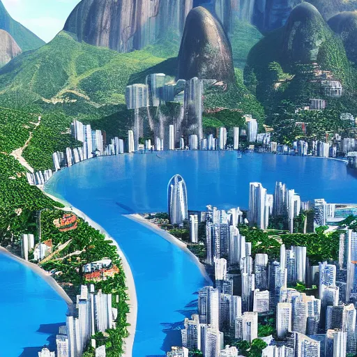 A Landscape Of Rio De Janeiro In The Future 2050, | Stable Diffusion