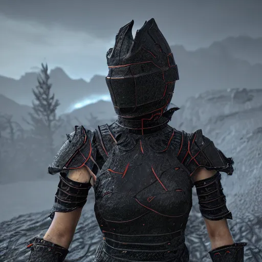 Image similar to hyperrealistic dslr film still of lava plate armor in skyrim, stunning 8 k octane comprehensive 3 d render, inspired by istvan sandorfi & greg rutkowski & unreal engine, perfect symmetry, dim volumetric cinematic lighting, extremely hyper - detailed, extremely lifelike attributes & lifelike texture, intricate, masterpiece, artstation, stunning