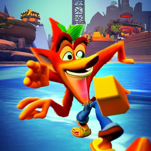 Image similar to crash bandicoot, sydney level, playstation 7