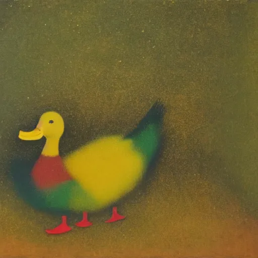Prompt: a duck on the prowl oil painting mordecai ardon
