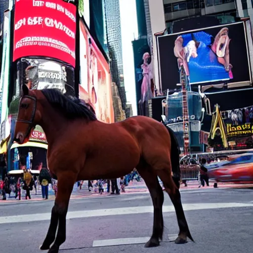 Image similar to photo of a horse in times square