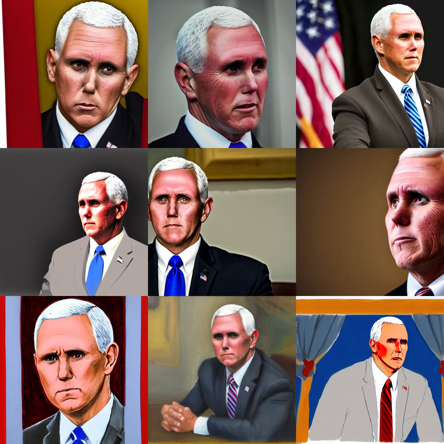 Prompt: portrait of worried Mike Pence