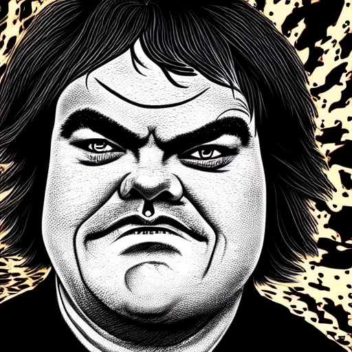 Prompt: a detailed portrait of Jack Black in the style junji ito, 8k, ornate, intricate