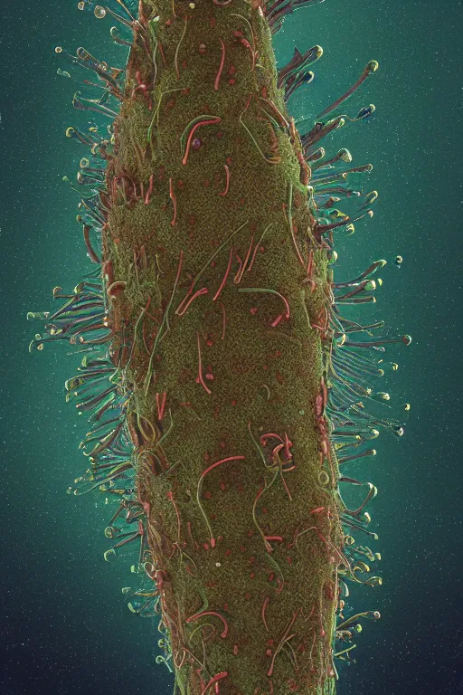 Image similar to microscopic life, protozoa, bacteria or microalgae, or complex and multicellular like copepods, photo, portrait, 3d, high details, intricate details, by vincent di fate, artgerm julie bell beeple, 90s, Smooth gradients, octane render, 8k, volumetric lightning, High contrast, duo tone, depth of field, very coherent symmetrical artwork