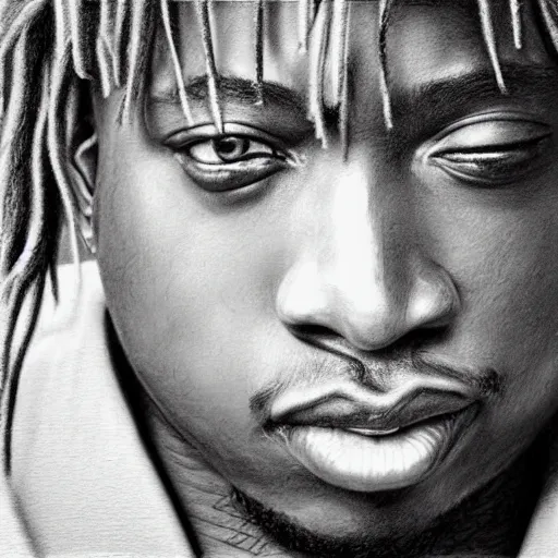 Juice WRLD pencil drawing by Paul cadden 4k detail | Stable Diffusion