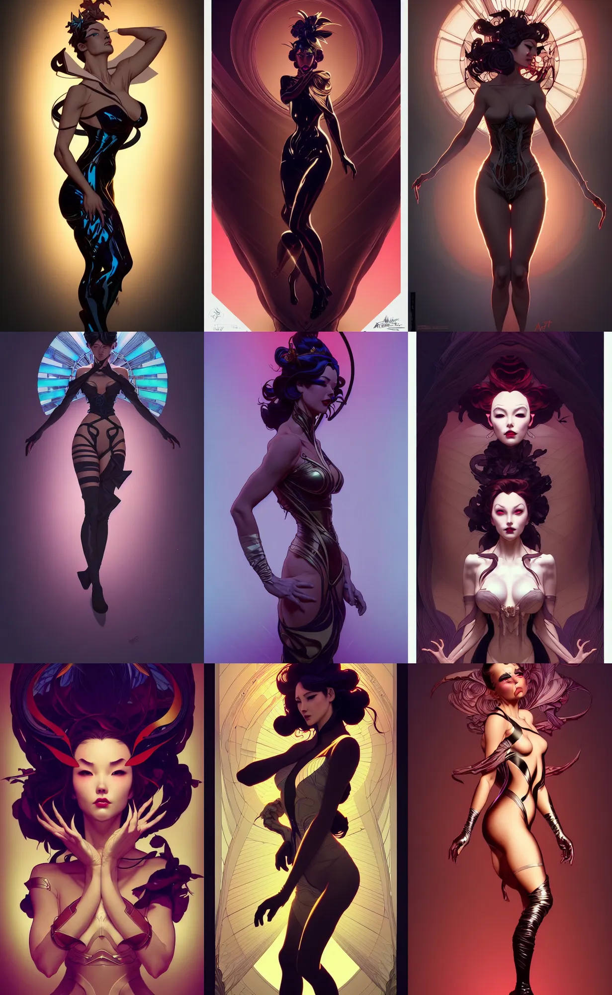 Image similar to digital concept art by artgerm, tooth wu, dan mumford, beeple, rossdraws, james jean, marc simonetti and alphonse mucha. just one lonely black tape project attctive showgirl!! full body!! contour light effect!! hd, 4 k, stage light. octane render. sharp edge. ultra clear detailed