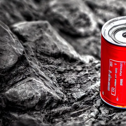 Image similar to photograph radioactive energy drink can, HD, 8k, RED camera