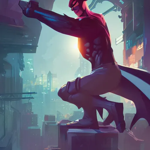 Image similar to hero world batman, behance hd by jesper ejsing, by rhads, makoto shinkai and lois van baarle, ilya kuvshinov, rossdraws global illumination