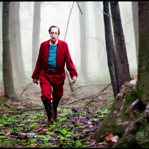 Image similar to steve buscemi being attacked by elves, canon eos r 3, iso 2 0 0, 1 / 1 6 0 s, 8 k, raw, unedited, symmetrical balance, in - frame