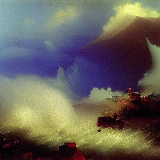 Prompt: heavy rain with flood in south korea by Aivazovsky