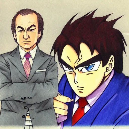 Prompt: Saul Goodman, anime style, drawing by Akira Toriyama