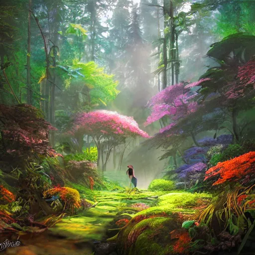 Image similar to life in the forest, vivid colors, realistic photo, environmental lighting, award - winning masterpiece photograph, cinematic view, studio ghibli, artgerm, high detail