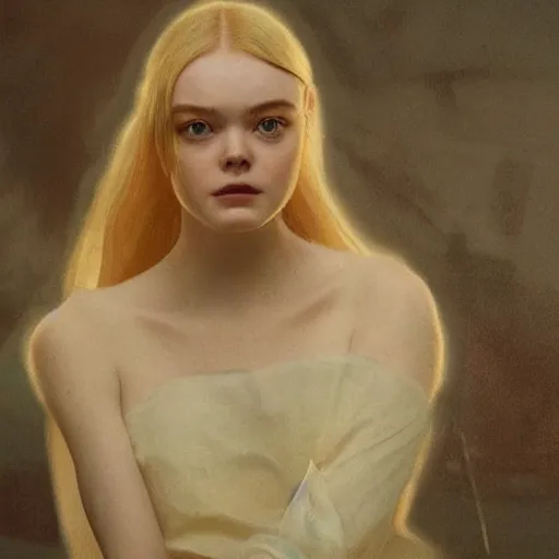 Image similar to Elle Fanning at night in the world of John Sargent, stormy weather, extremely detailed masterpiece, oil on canvas, low-key neon lighting, artstation, Blade Runner 2049, Roger Deakin’s cinematography, by J. C. Leyendecker and Peter Paul Rubens,