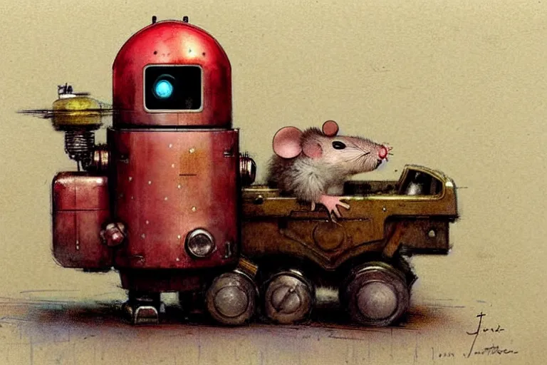 Image similar to explorer ( ( ( ( ( 1 9 5 0 s retro future robot android fat mouse wagon. muted colors. ) ) ) ) ) by jean baptiste monge!!!!!!!!!!!!!!!!!!!!!!!!! chrome red