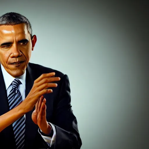 Image similar to Obama casting a powerful Spell, Videogame, 40nm lens, shallow depth of field, split lighting