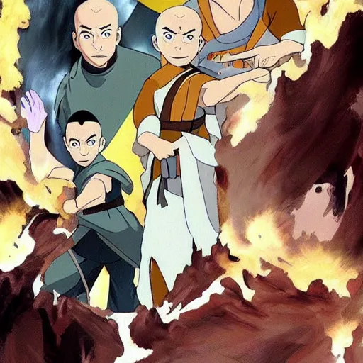 Image similar to epic scene from: avatar- the last Airbender