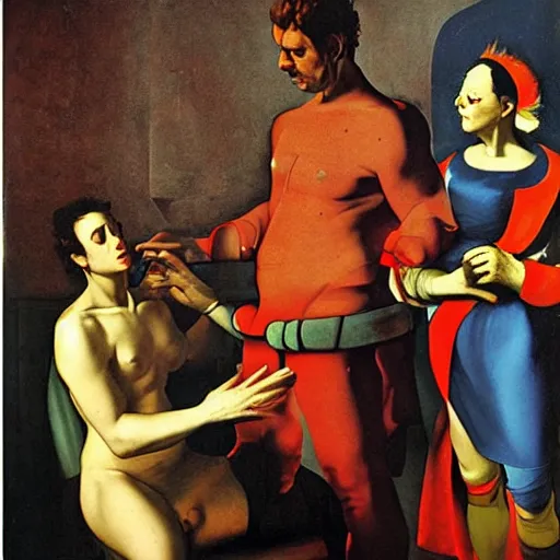 Image similar to futurama by caravaggio,