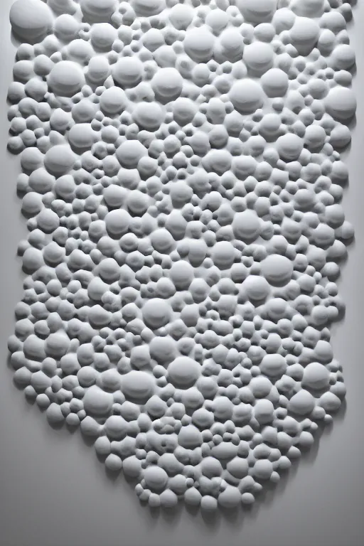 Image similar to white abstract blob shapes by daniel arsham and raoul marks, smooth, all white features on a white background