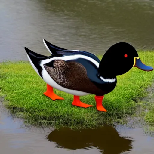 Prompt: a duck wearing rubber boots in the french countryside, realistic, detailed, 8 k