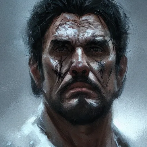 Prompt: portrait of a man by greg rutkowski, he looks like dani trejo as batman, highly detailed portrait, digital painting, artstation, concept art, smooth, sharp foccus ilustration, artstation hq