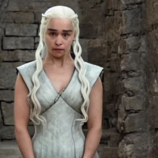 Prompt: Daenerys Targaryen points at you from Game Of Throne cctv footage. She smirks as if to mock your very existence.