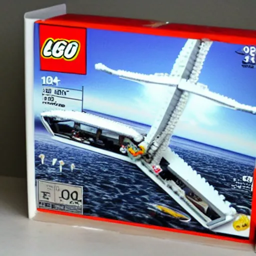 Image similar to a box of a lego set of a Zeppelin