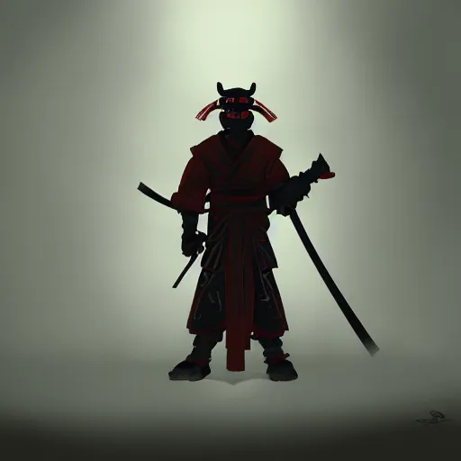 Image similar to upper body illustration ofa samurai master in full armor, he wears a demon mask, bleak and oppressive atmosphere, distress, mattepainting concept blizzard pixar maya engine on stylized background splash comics global illumination lighting artstation, sharp focus, lois van baarle, ilya kuvshinov, rossdraws