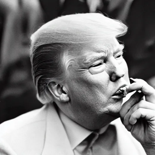 Image similar to a photo of donald trump smoking a cigarrette